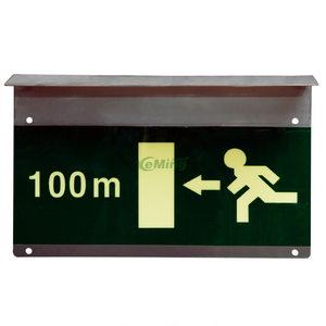Pedestrian Emergency Exit Distance Marking Signage Tunnel Photoluminescent Signs for Warning Signs