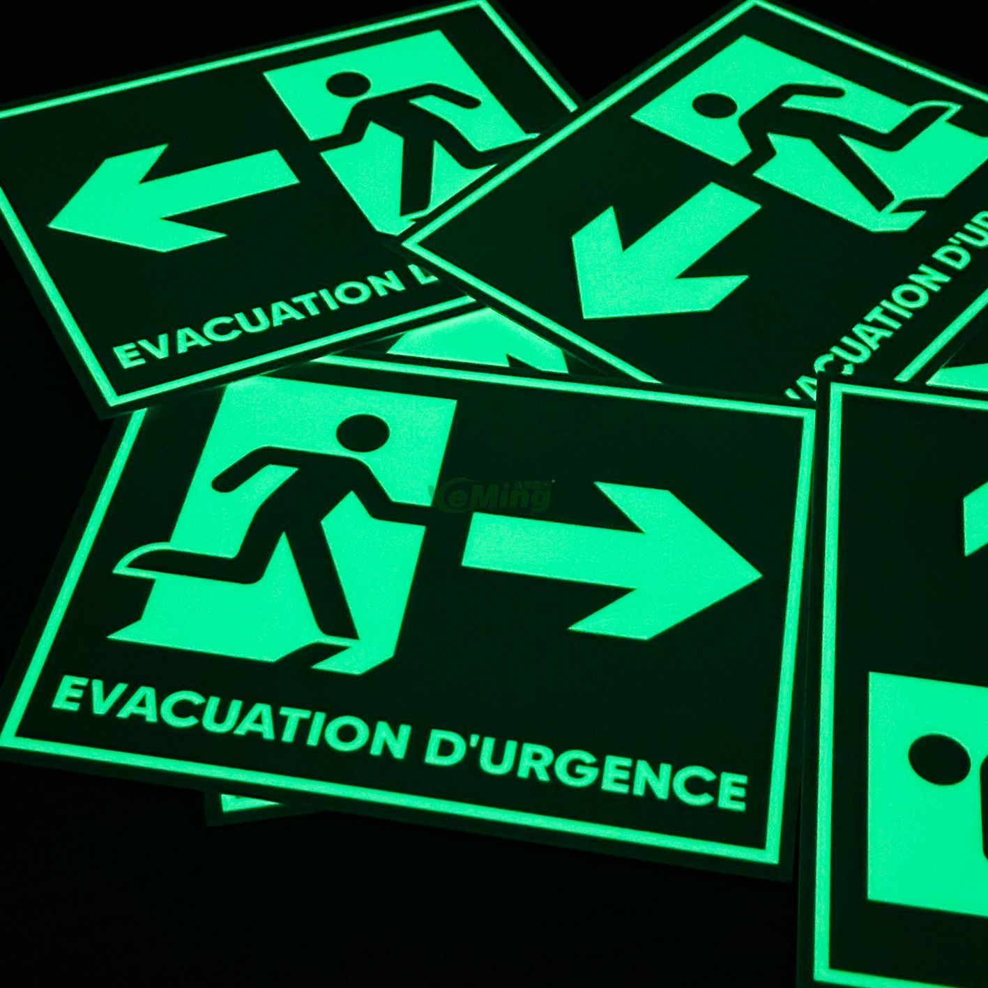 Self-luminous Emergency Evacuation Signs Warning Signs Directional Guide Board Safety Photoluminescent Exit Signage