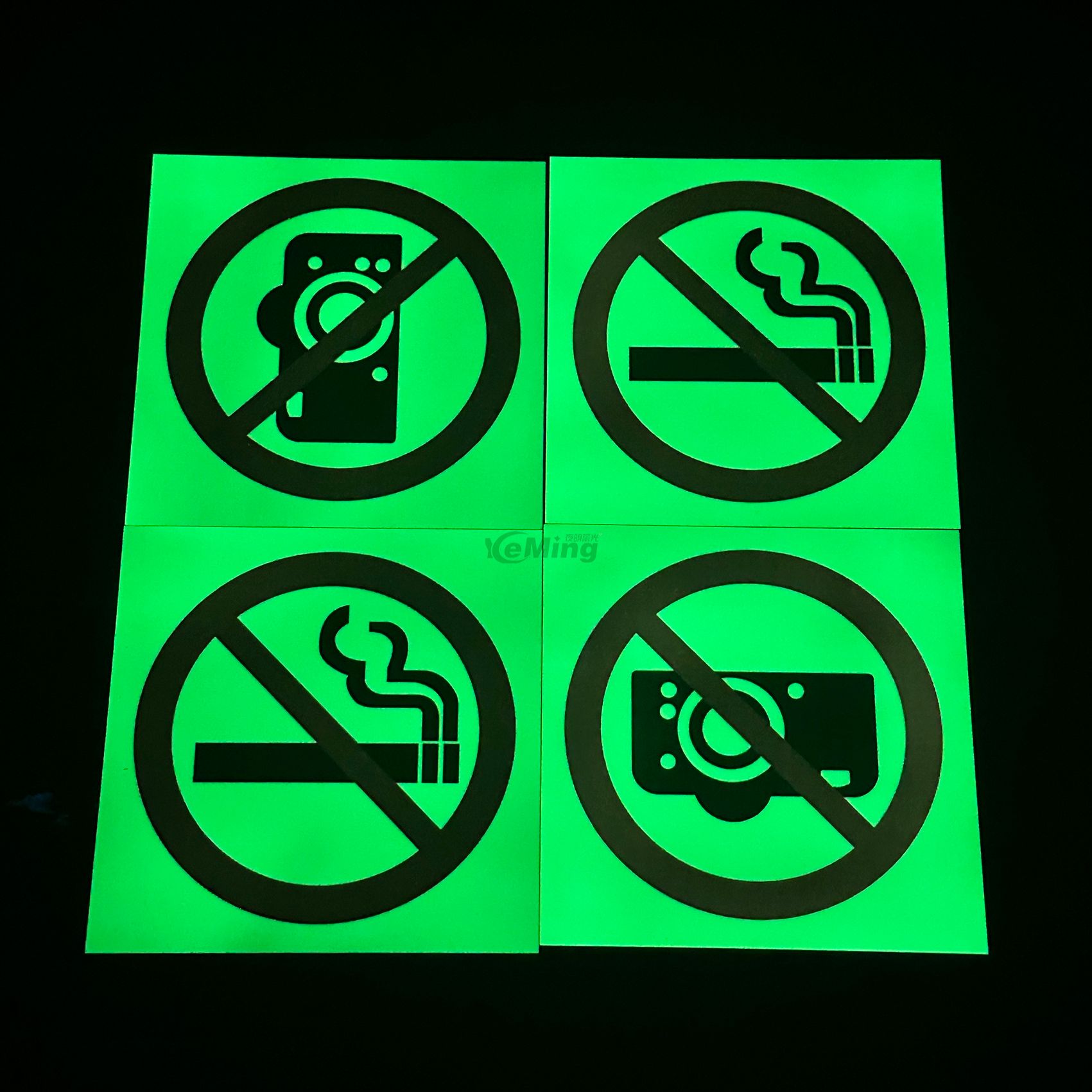 Self-Adhesive PVC No Photography Sign Safety Warning Sign Photoluminescent No Photography Sign No Smoking Sign 