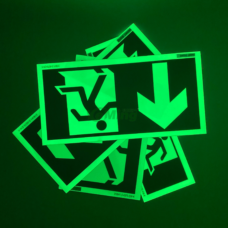 Factory Customized Exit Sign Glow in The Dark Photoluminescent Sign