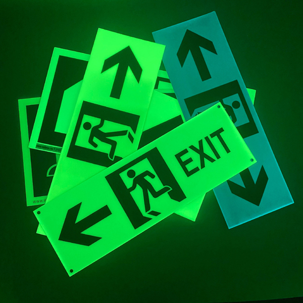 Super Long Glowing Time Photoluminescent Exit Sign