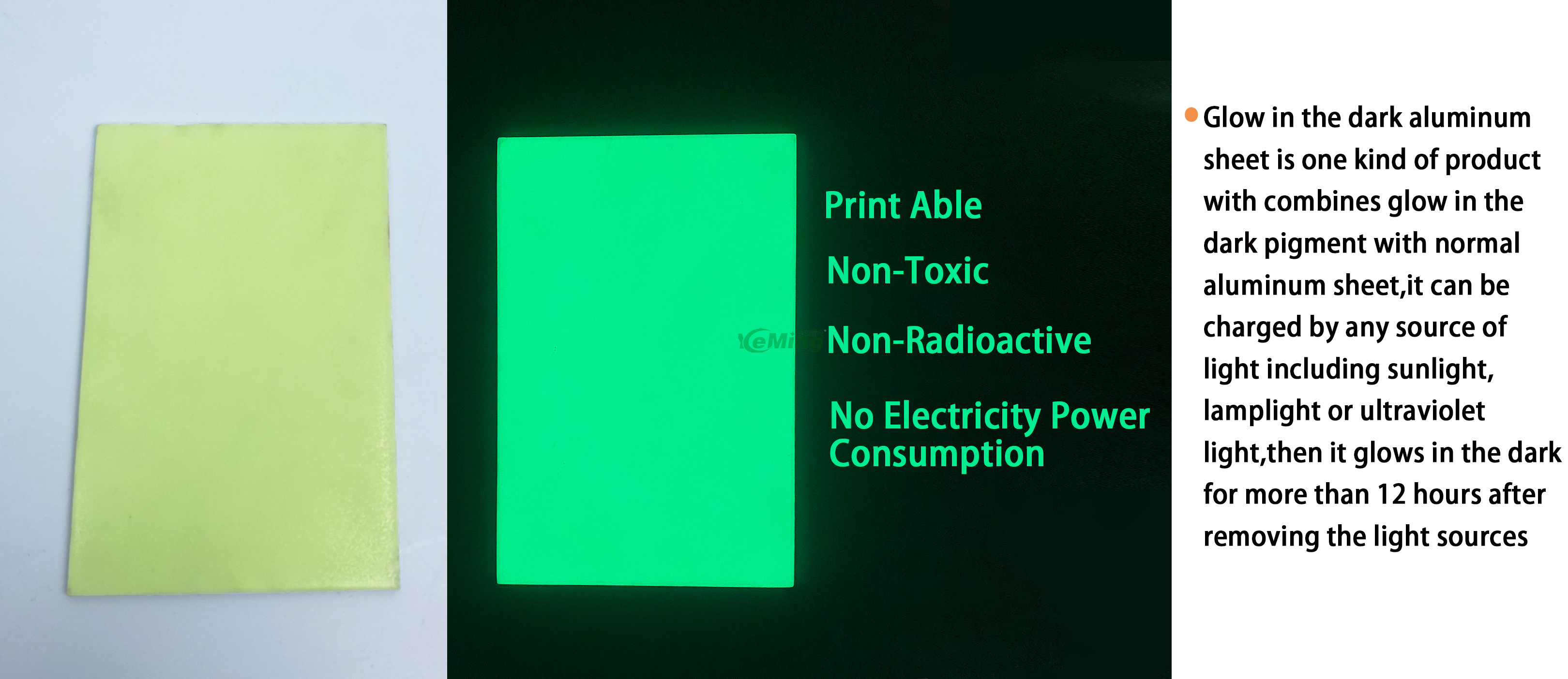 Factory Supplier glow in dark aluminum sheet 