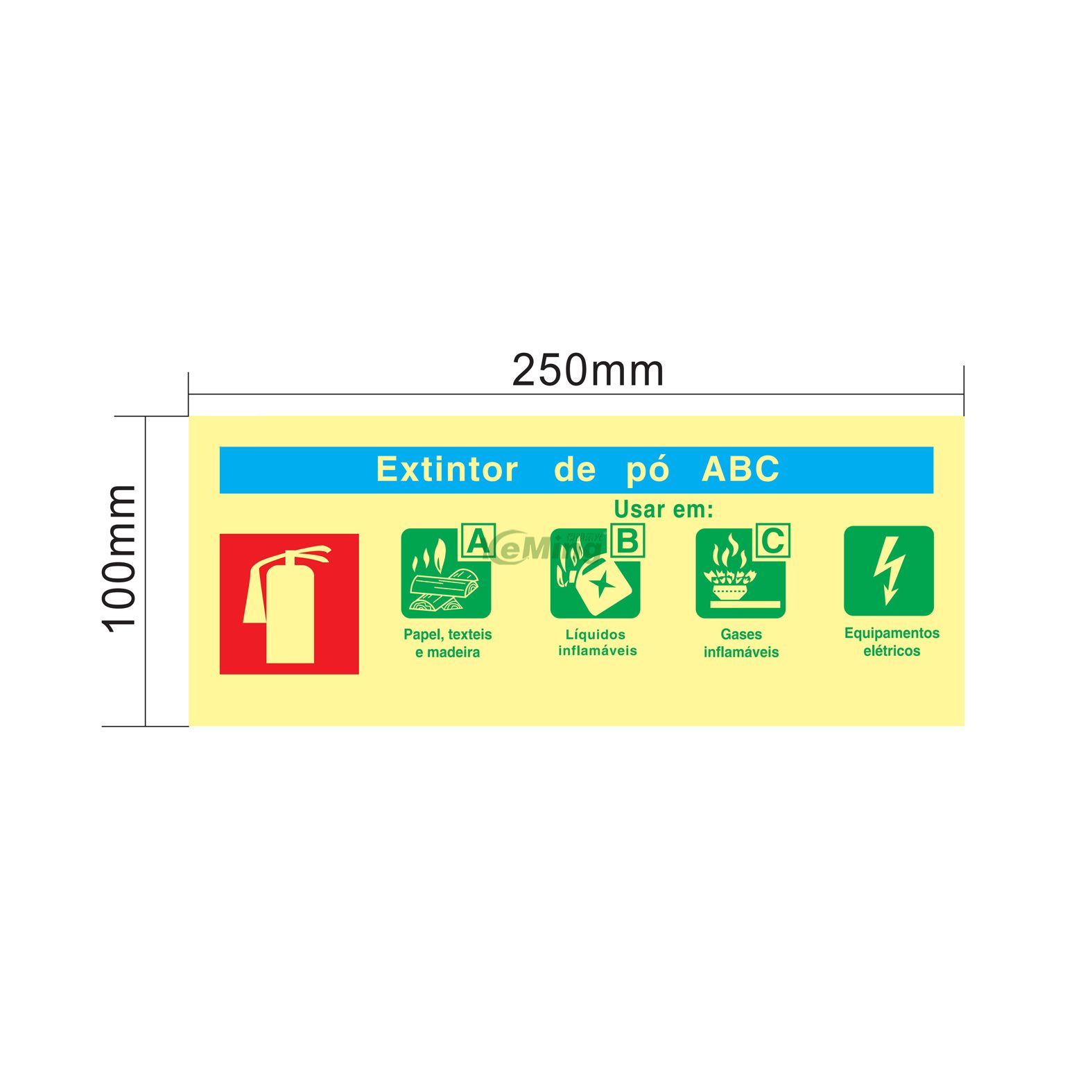 Abc Fire Extinguisher Signage Chemical Powder Fire Extinguishing Agent Sign Luminous Safety Sign